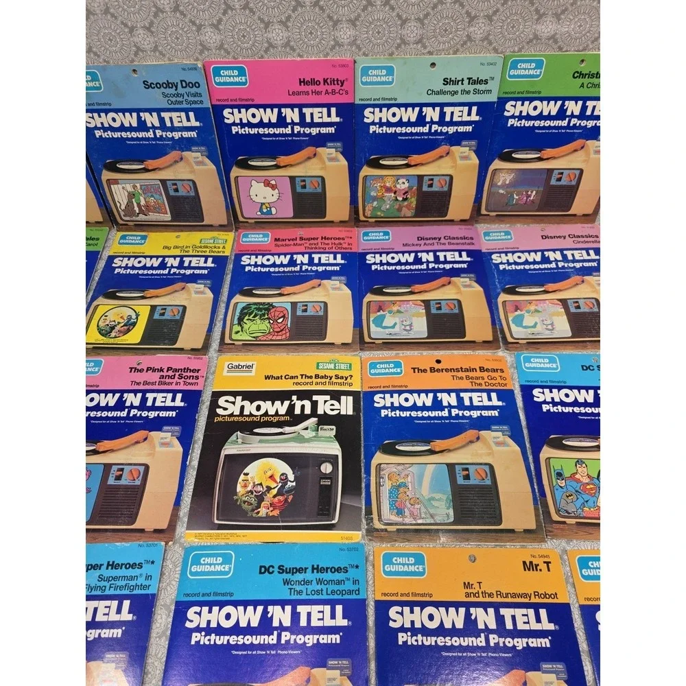 Child Guidance Show N Tell Picturesound Program Record Player Vintage Toy Lot